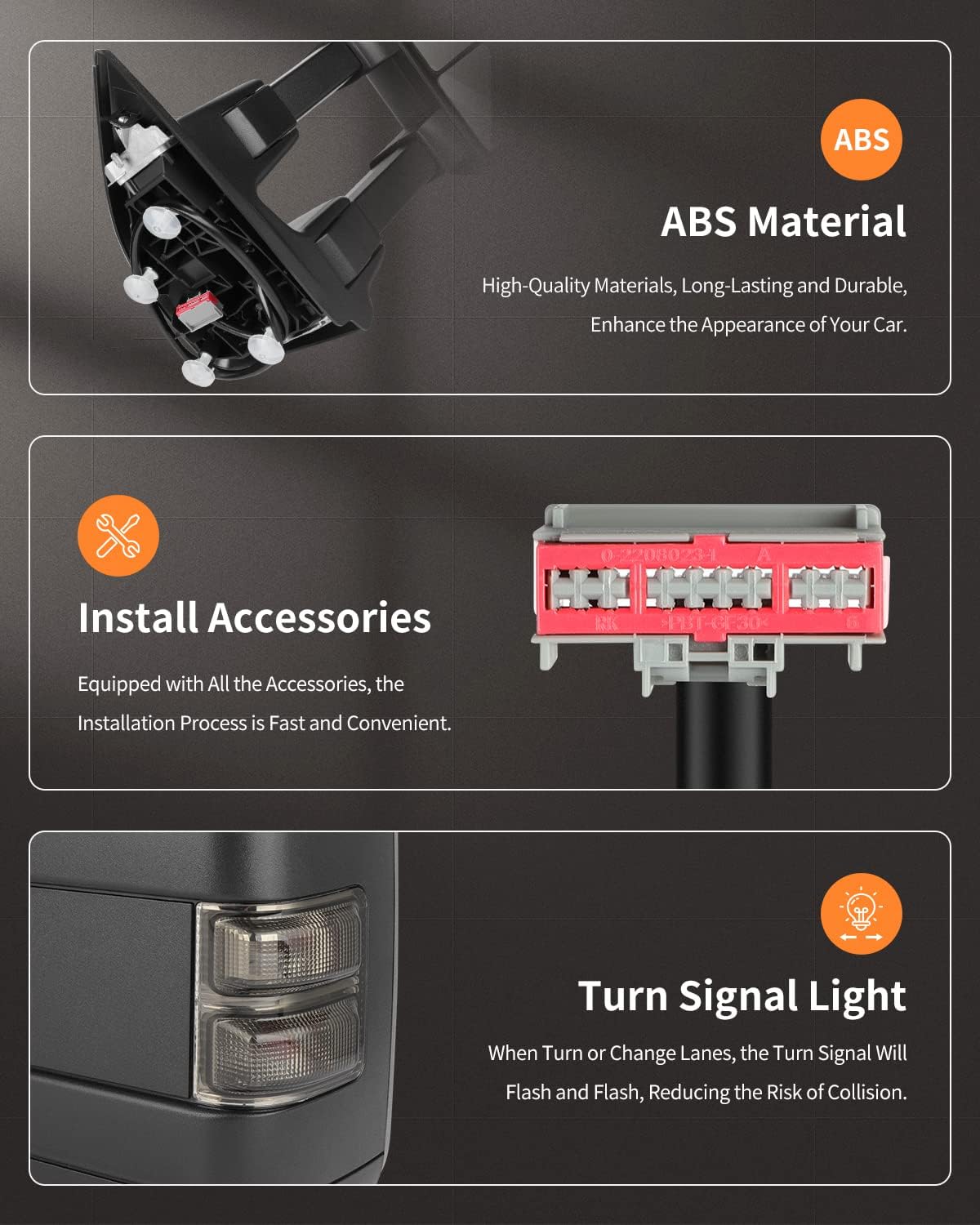 Towing Mirror Compatible for 2008-2016 for Ford for F250 for F350 for F450 for F550 Super Duty Truck Side Mirror with Manual Adjusted Turn Signal Light Black Housing (Passenger Side)