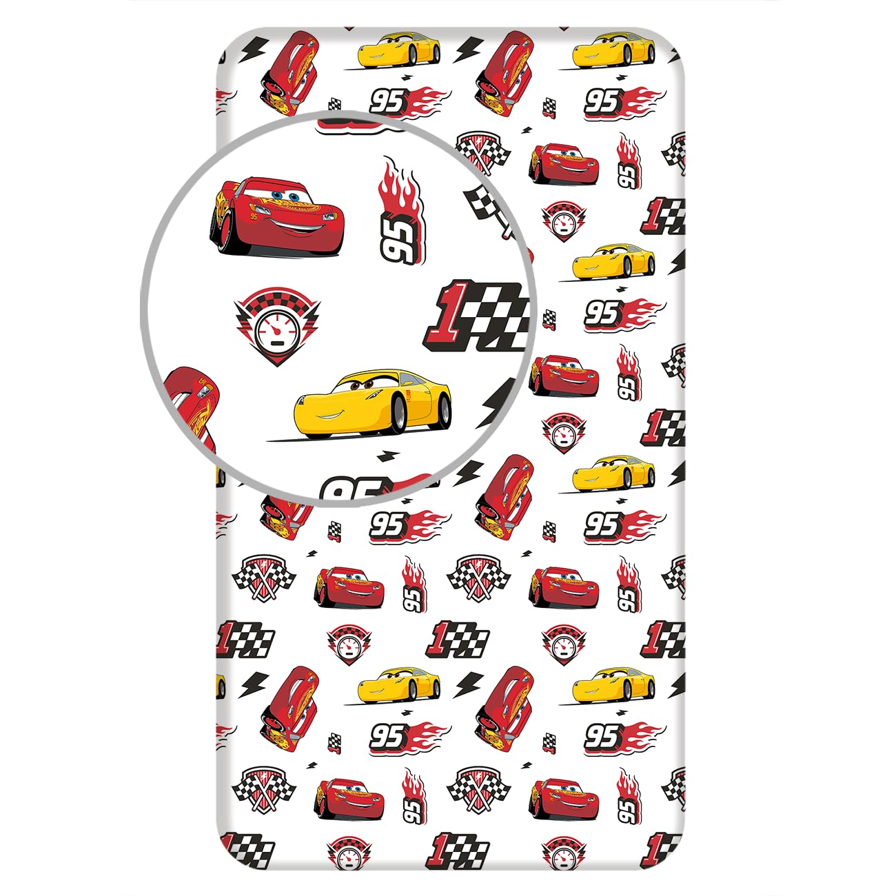 Jerry Fabrics Parure da Letto Cars 140x200 cm - 3 Pezzi 100% Cotone: Copripiumino + Lenzuolo con Angoli + Federa 50x70cm - Biancheria da Letto per Bambini