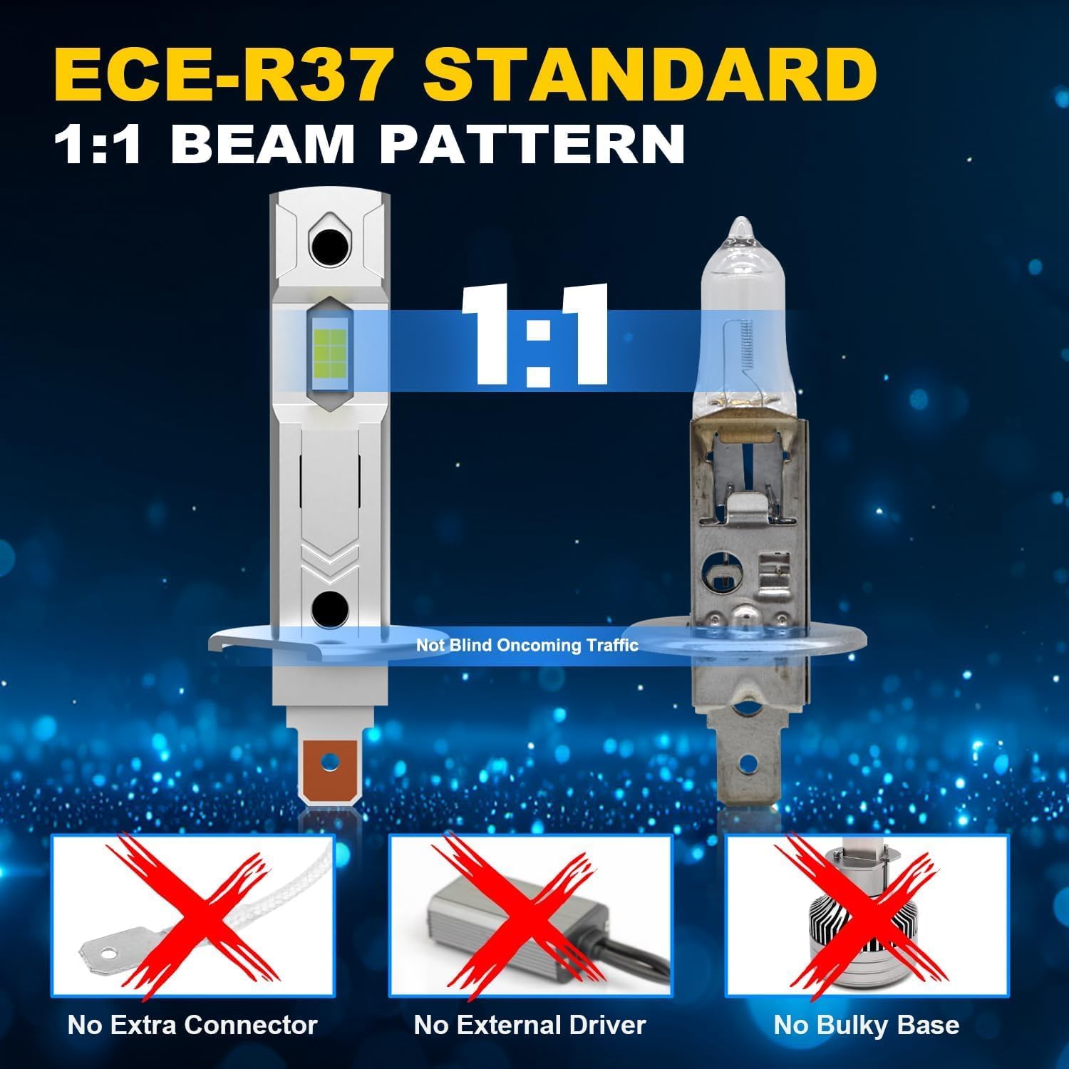 H1 Light Bulb,Super Bright Upgraded 600% 30000LM Brightness Cool White H1/H1LL Bulbs Real 1:1 Halogen Size 80000 Hours Lifespans Easy Install Fog Light Pack of 2
