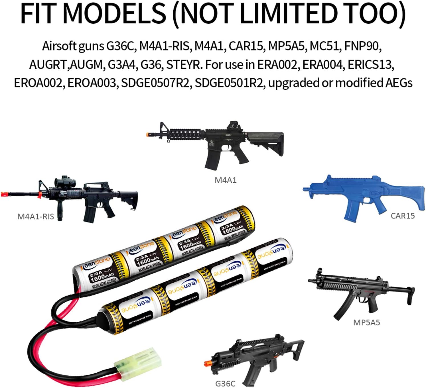 Keenstone 9.6V 1600mAh Butterfly Nunchuck Stick Mini Battery Pack with Mini Tamiya Connector for Airsoft Guns ICS CA TM SRC JG G36 G&M733 etc : Sports & Outdoors