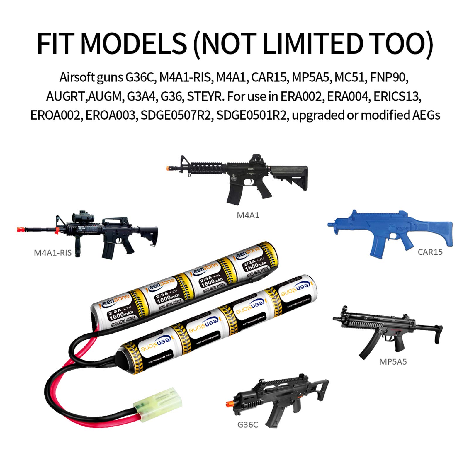 Image secondaire de Batterie NiMH 9,6V 1600mAh Keenstone pour Airsoft - Connecteur Haute Décharge