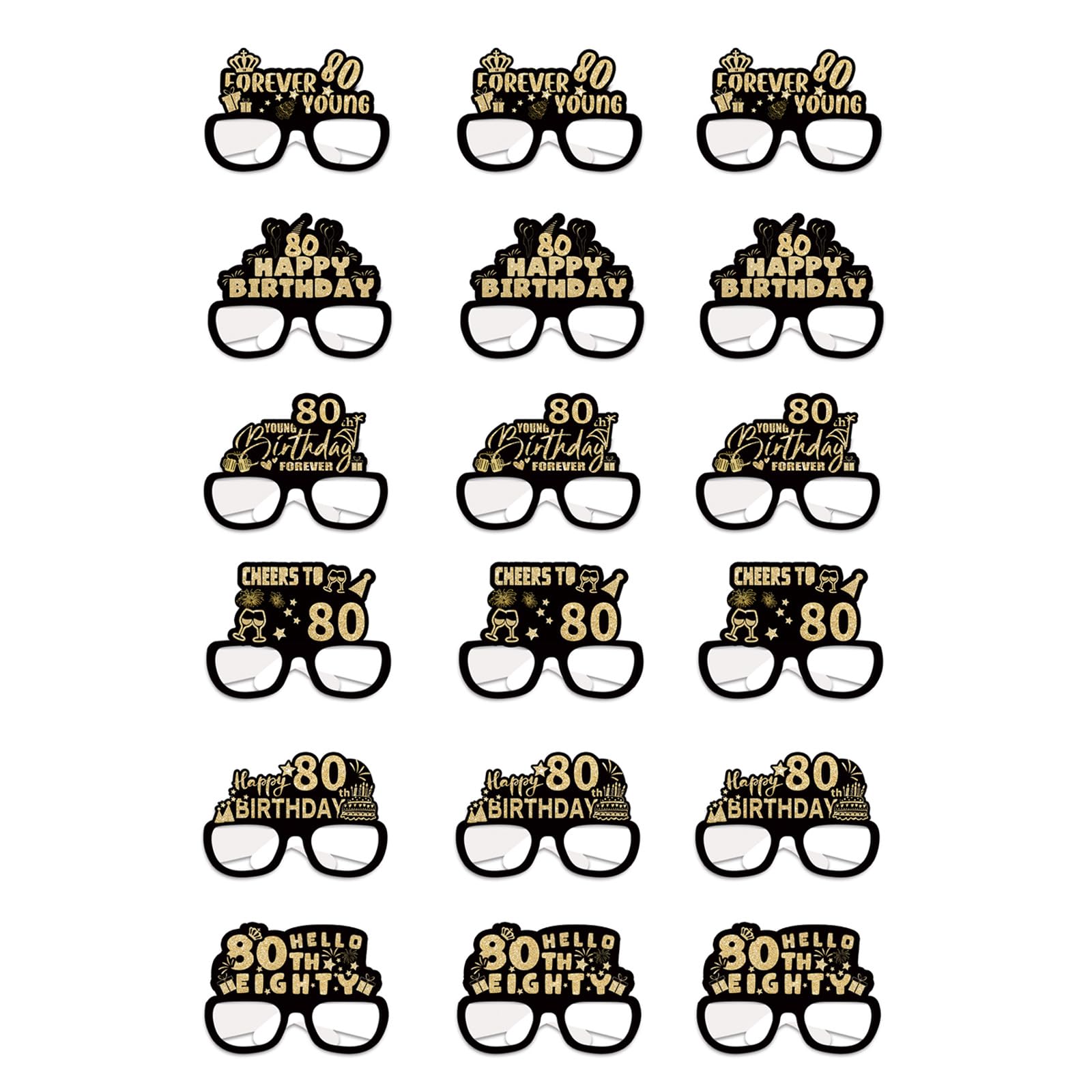 Tsophreniq 18pcs Paper Glasses for Birthday Celebration and Social Event Party Photo Booth Props Fun Birthday Accessories Festives Party Glasses