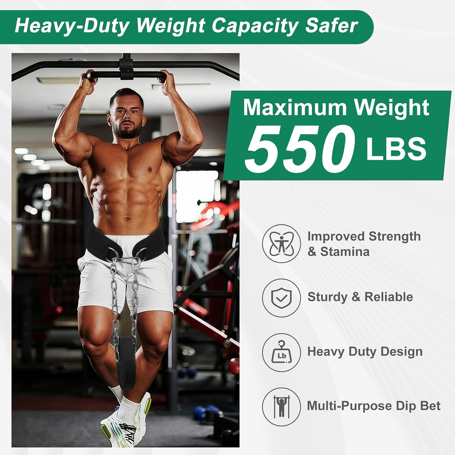 Dip Belt, Professional Weight Lifting Belts with 38 IN Steel Chain, Reliable & Durable Weight Belt for Men, Heavy Duty Weightlifting Belts for Pullups, Squats, Dips, Weight Lifting
