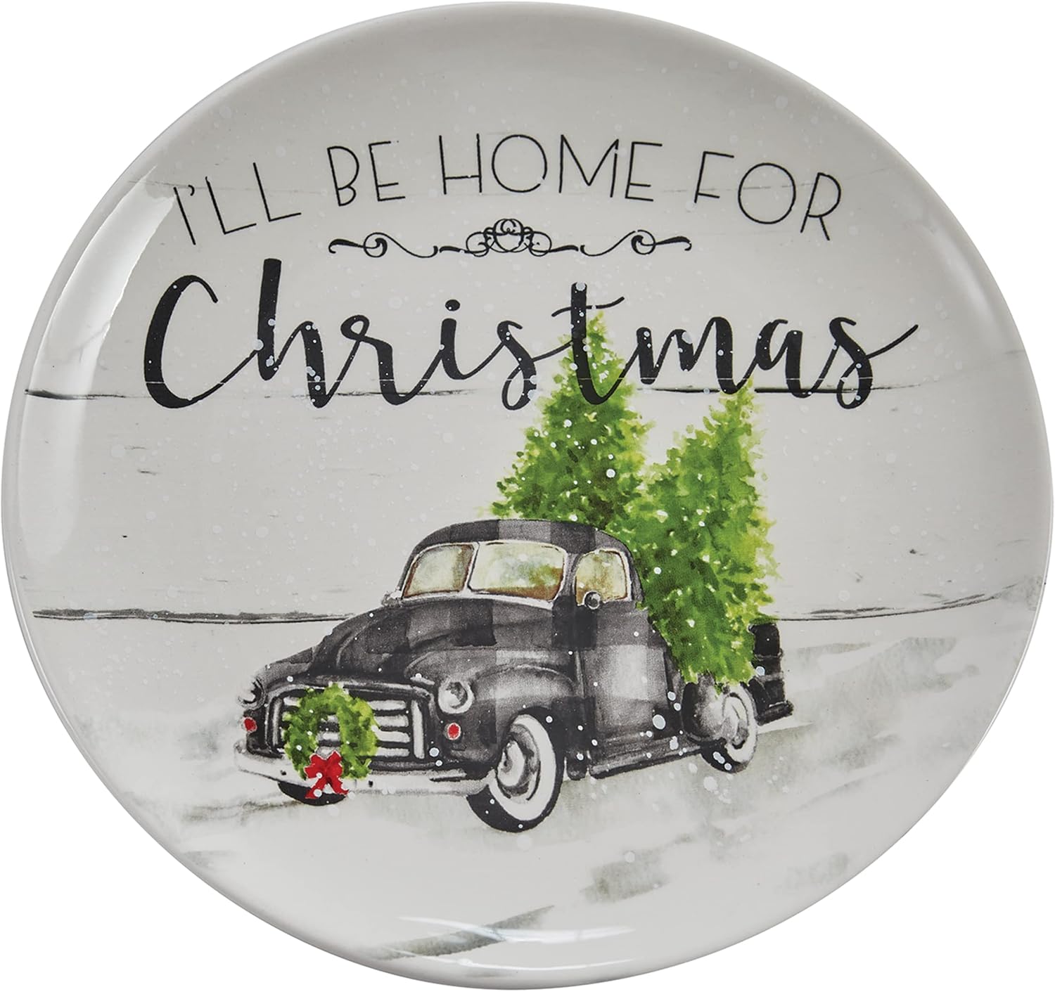 Park Designs All Is Calm Salad Plate Set of 4 | Square Christmas Plates with Snowy Church & Winter Artwork | Durable Dolomite Dinnerware | Microwave & Dishwasher Safe Salad & Dessert Serving Plates