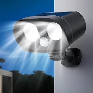Solar Lights Outdoor Waterproof 6500K 1200mAh Battery, Bionic Motion Sensor IP65 Security Light for Fence Front Door Backyard Garden Garage (Black)
