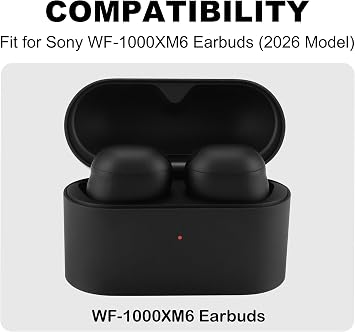 Replacement Ear Tips Compatible with Sony WF-1000XM6 / WF-1000XM5 | Soft Silicone Eartips with Portable Storage Box (8 Pairs, Black, XS/S/M/L)