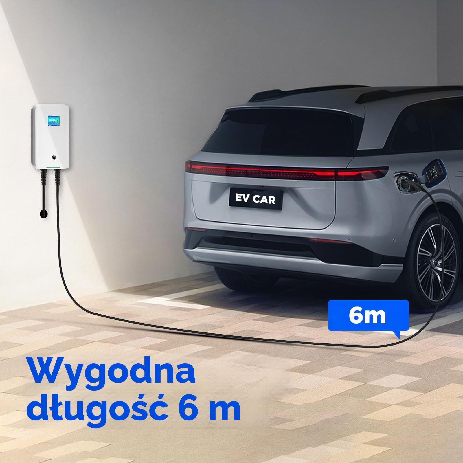 Morec 11kw wallbox Ładowarka samochodowa elektryczna Typ 2 Ładowarka samochodowa VESubrtex elektryczna 16A 3fazy terminal ładujący veBj: elektryczna ładowarka elektryczna ev z kablem 6,1 m