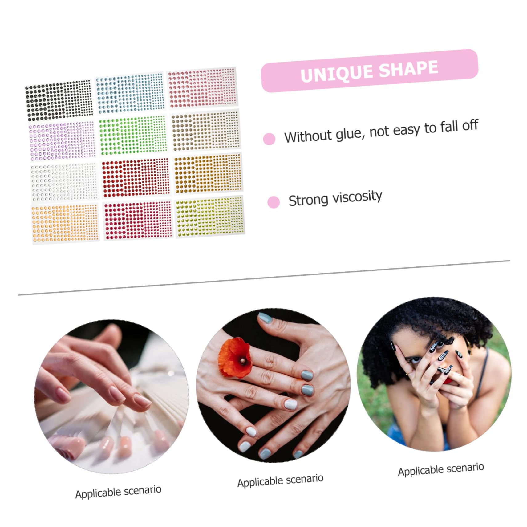 VALICLUD 4 Set Adesivi Con Diamanti Adesivo Festival Gemma Del Viso Ciondolo Delirio Uv Creazione Etichetta Trucco Gemme Del Viso Fare Acrilico 12 Fogli*4