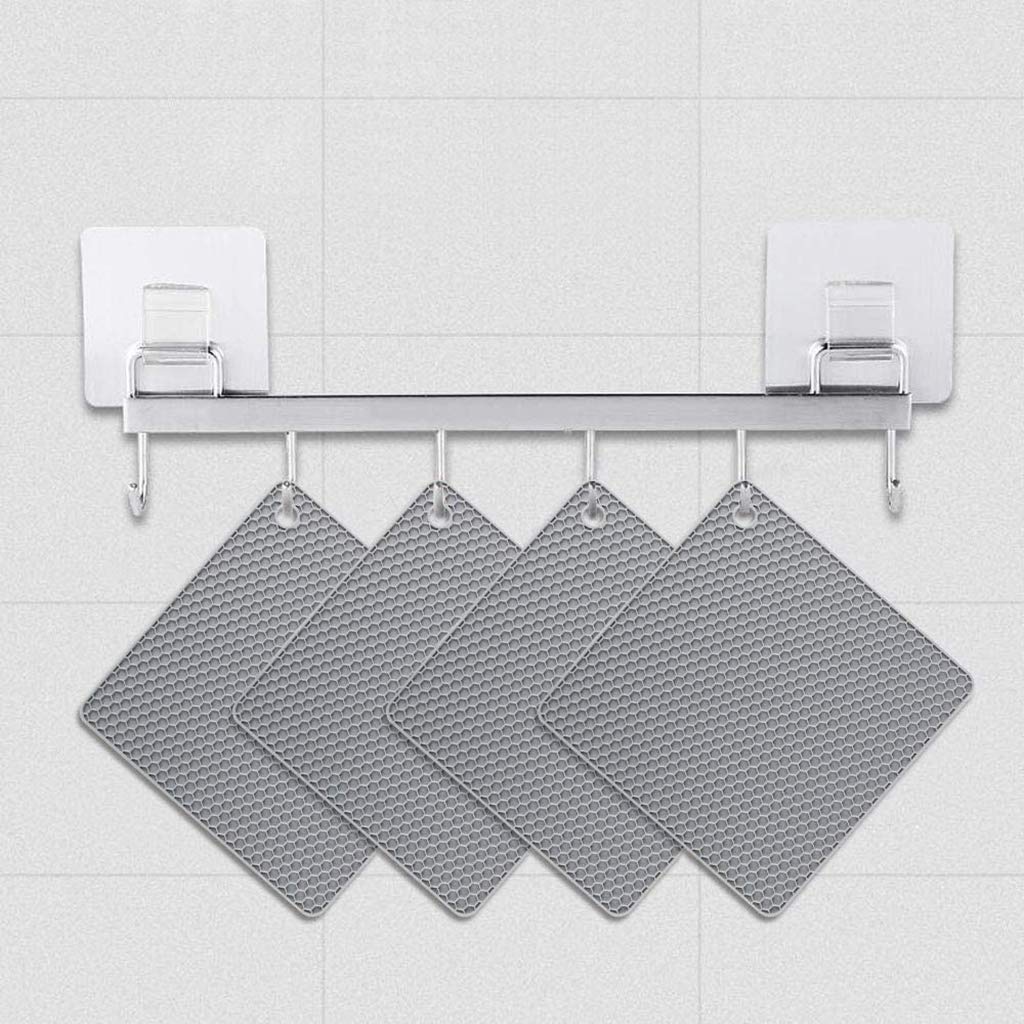 Tapis de Table de Mariage Western, Tapis de Table en Nid d'abeille en Silicone antidérapant Anti-Brûlures pour la Décoration Sets de Table de Fête de Noël Ensemble de 6, Gris X6