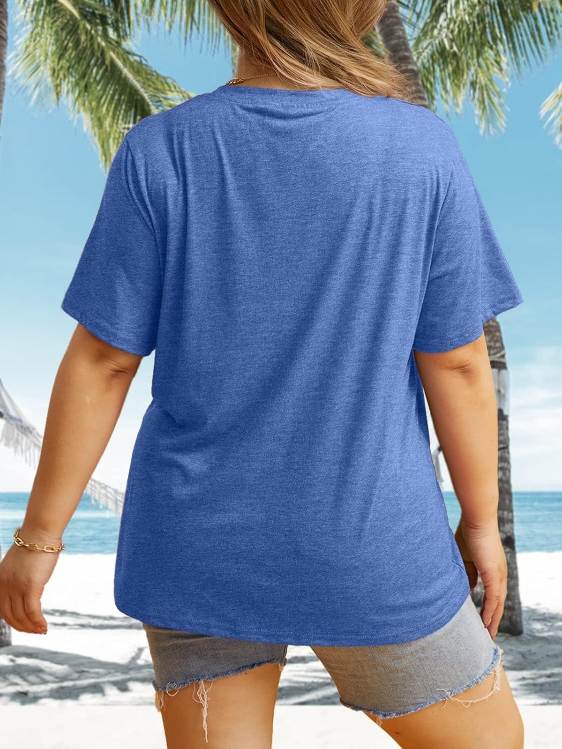 HDLTE Plus Size Beach Shirts for Women Short Sleeve Hawaiian Shirt Casual Summer Vacation Blouses - Image 3