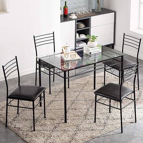 Miniatura 3 de Mesa de comedor con 2 sillas, juego de mesa de desayuno y sillas de 3 piezas, moderno juego de mesa de comedor de madera con marco de metal para