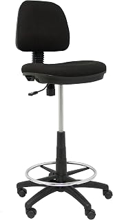 Piqueras y Crespo T12CL - Taburete ergonómico Giratorio y Regulable en Altura con aro reposapiés Cromado