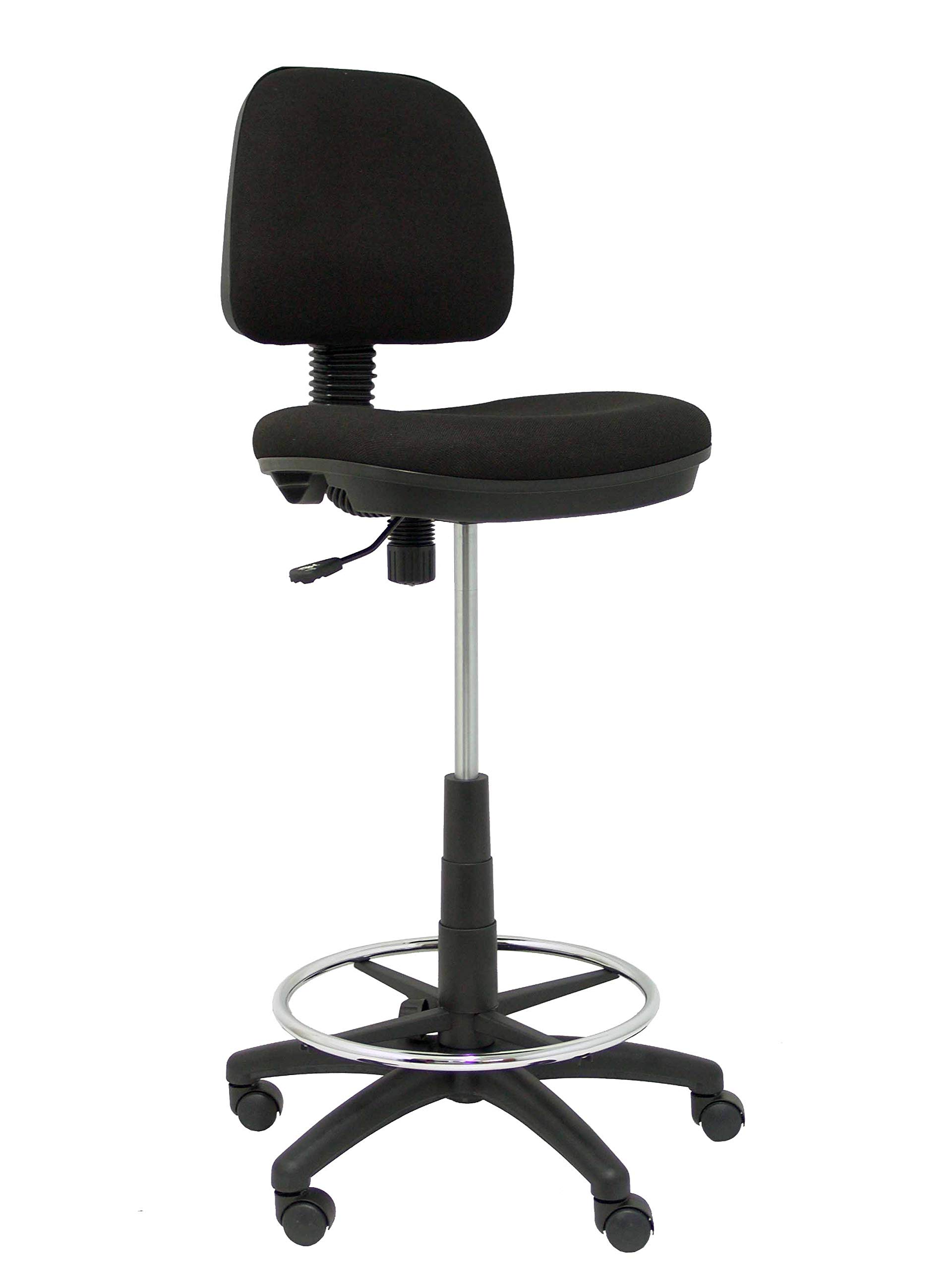 Piqueras y Crespo T12CL - Taburete ergonómico Giratorio y Regulable en Altura con aro reposapiés Cromado