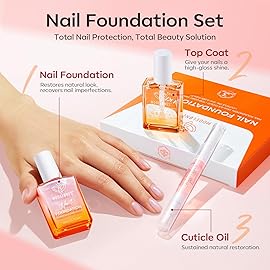 modelones Nail Strengthener Clear Gel Top Coat Nail Polish Cuticle Oil Pen Pink Nail Repair for Damaged Nails Care Kit for Women 15 ml Ridge Filler for Growth