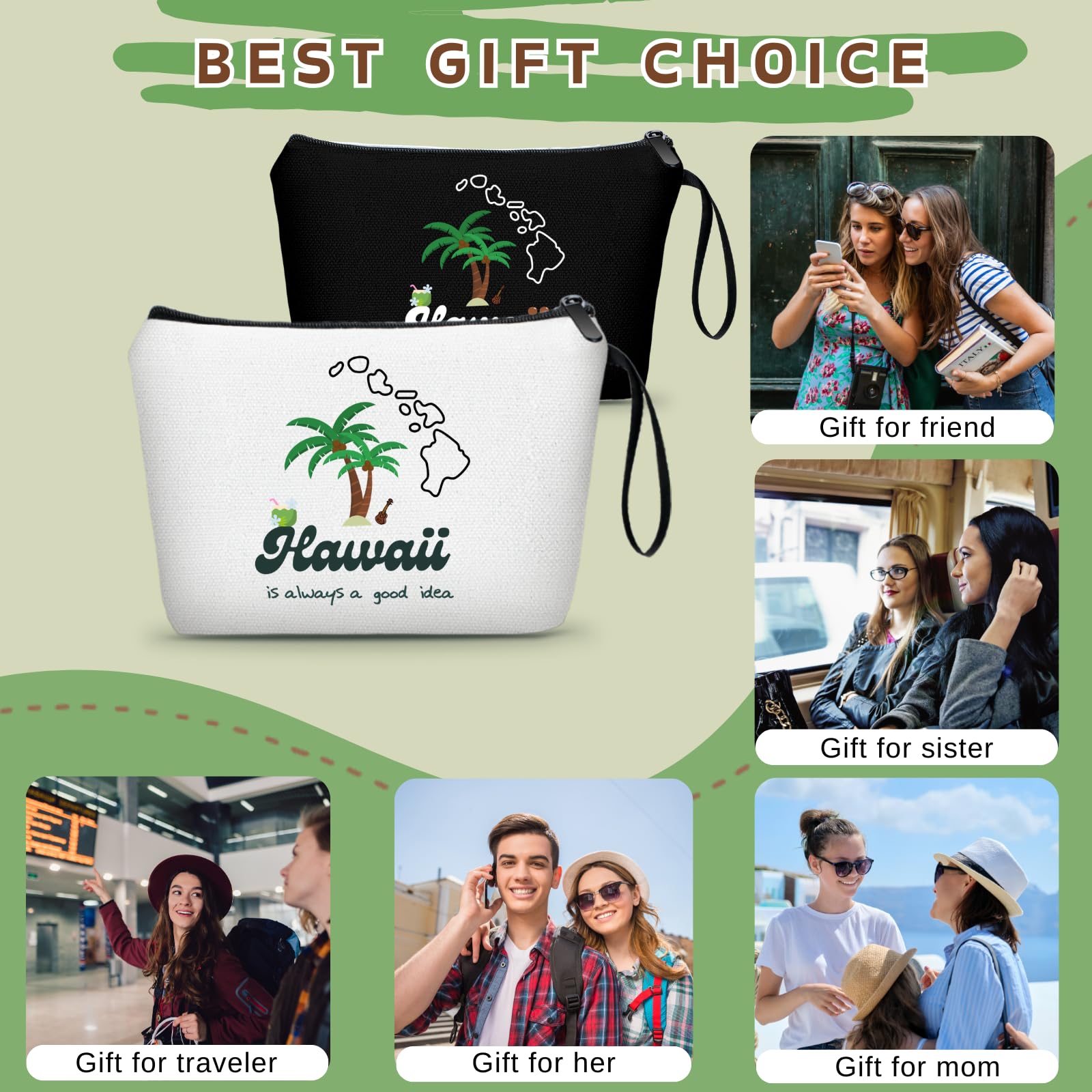 Hawaii Makeup Bag - Summer & Beach Gifts for Women, Travel & Birthday Gifts for Friends, Family
