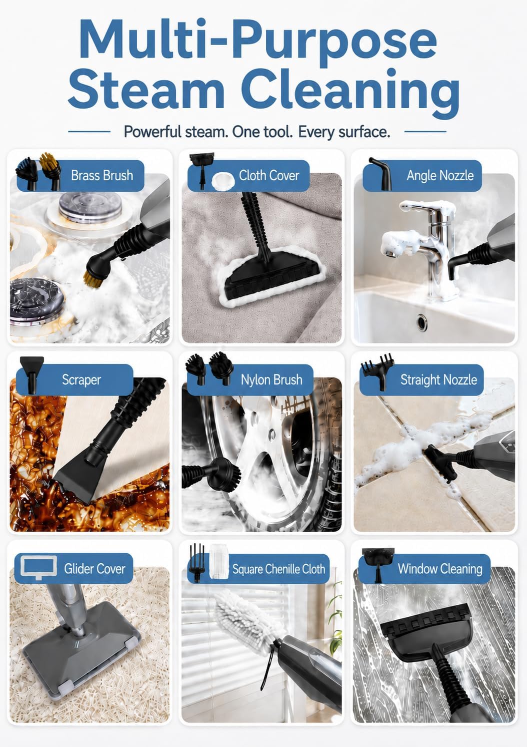 Steam Mop, 14-in-1 Steam Cleaner Floor Cleaning with Upgraded Mop Pads*2 photo 5