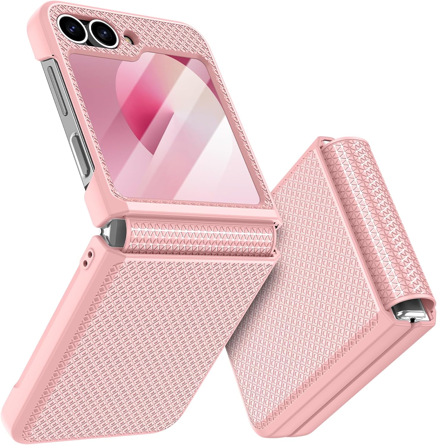 Coque galaxy z flip 6 – Doeshine Coque pour Samsung Z Flip 6/Z Flip 7 FE, Protection d&rsquo;écran Arrière et Charnière, Coupe Fine, Texture élégante, Antidérapante Rigide Antichoc Cover Case Cover Z Flip 6/Z Flip 7 FE (Rose)