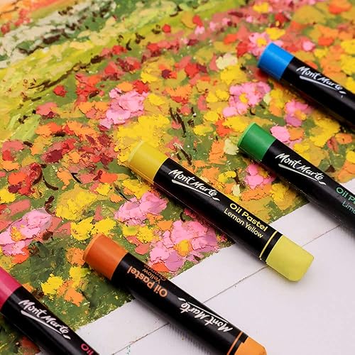 Miniatura 9 de Mont Marte Pasteles al óleo en caja de lata Signature 48 piezas, 48 colores surtidos, juego de pastel al óleo vibrante, gran mezcla y capas, viene