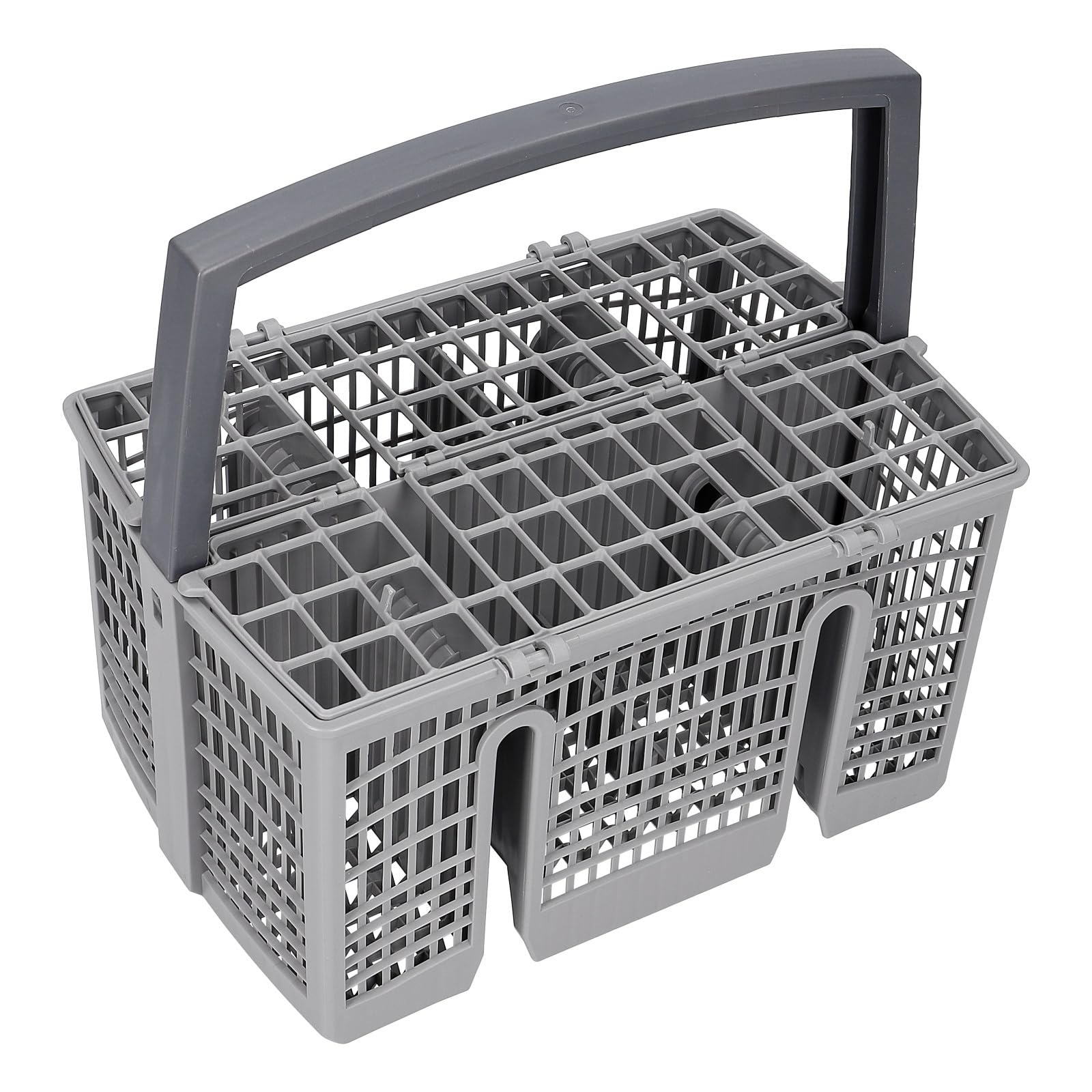 LPPP Cesto inferior compatible con Bosch Siemens lavavajillas 20006942 | Con cestillo para cubiertos, plata, metal, 6 varillas abatibles, sustituye 20002904, 00688642, 528×515×210 mm