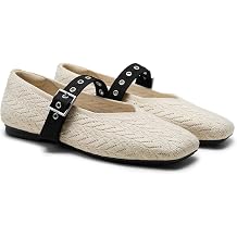 VIVAIA Myriel Margot 3.0 Mary Jane Flats for Women, Comfortable Square Toe Fashion Adjustable Metal Buckle Sustainable Ballet Flat Shoes