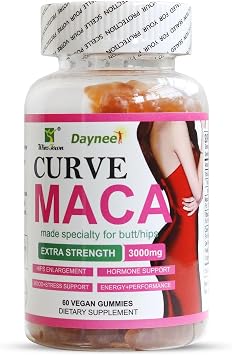 Curve Maca Gummies, Premium Maca Root, Vitamin Supplement for Body Wellness, Energy & Hip Curves, 60 Count