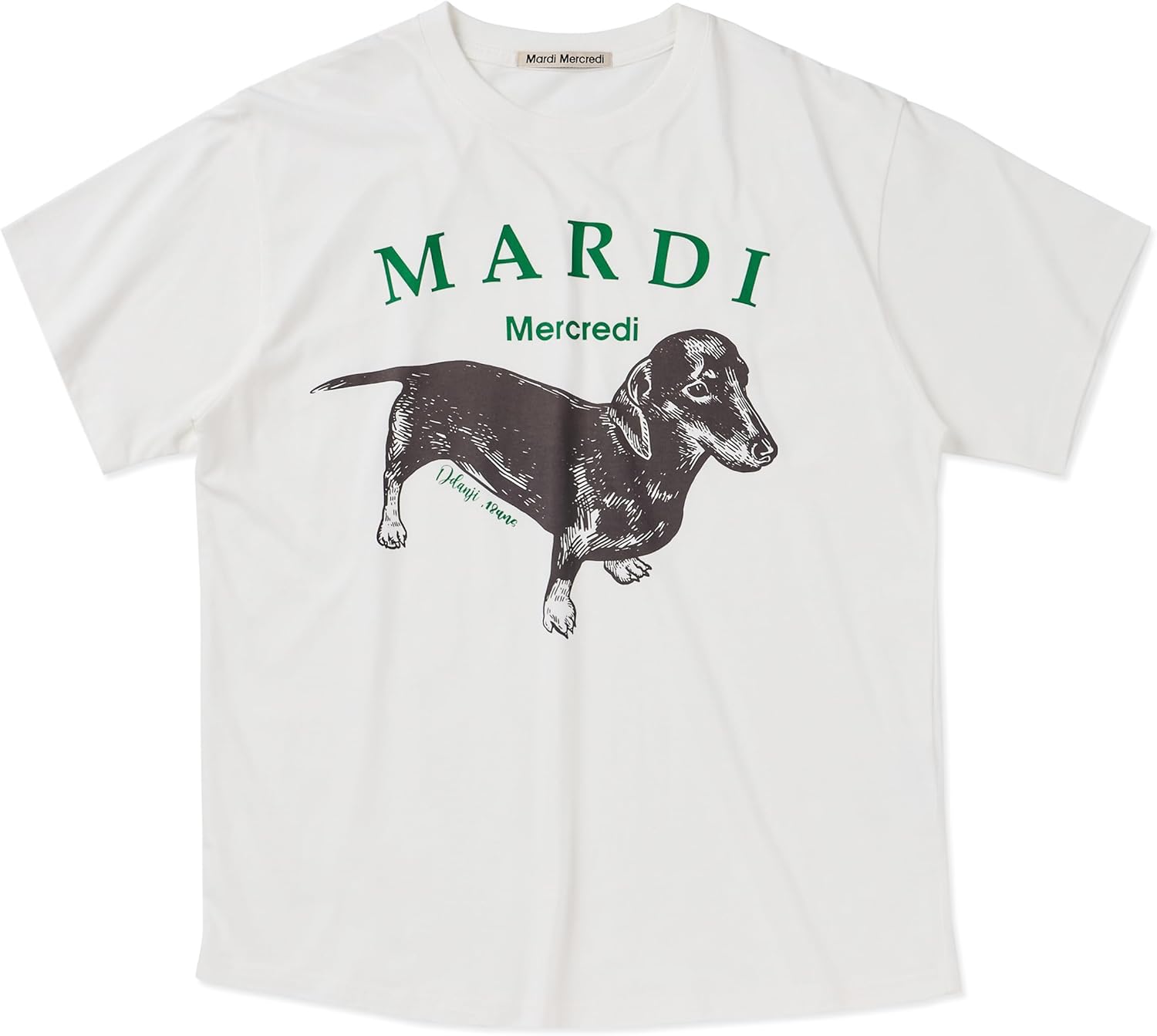 Women's DDANJI Graphic T-Shirt, 100% Cotton, Regular Fit, Dachshund Print