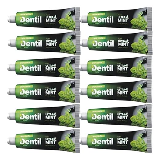 Dentil Creme Dental Ultra Mint com Xilitol, Sem Flúor, Cálcio e Proteção, 70g (12 unidades)