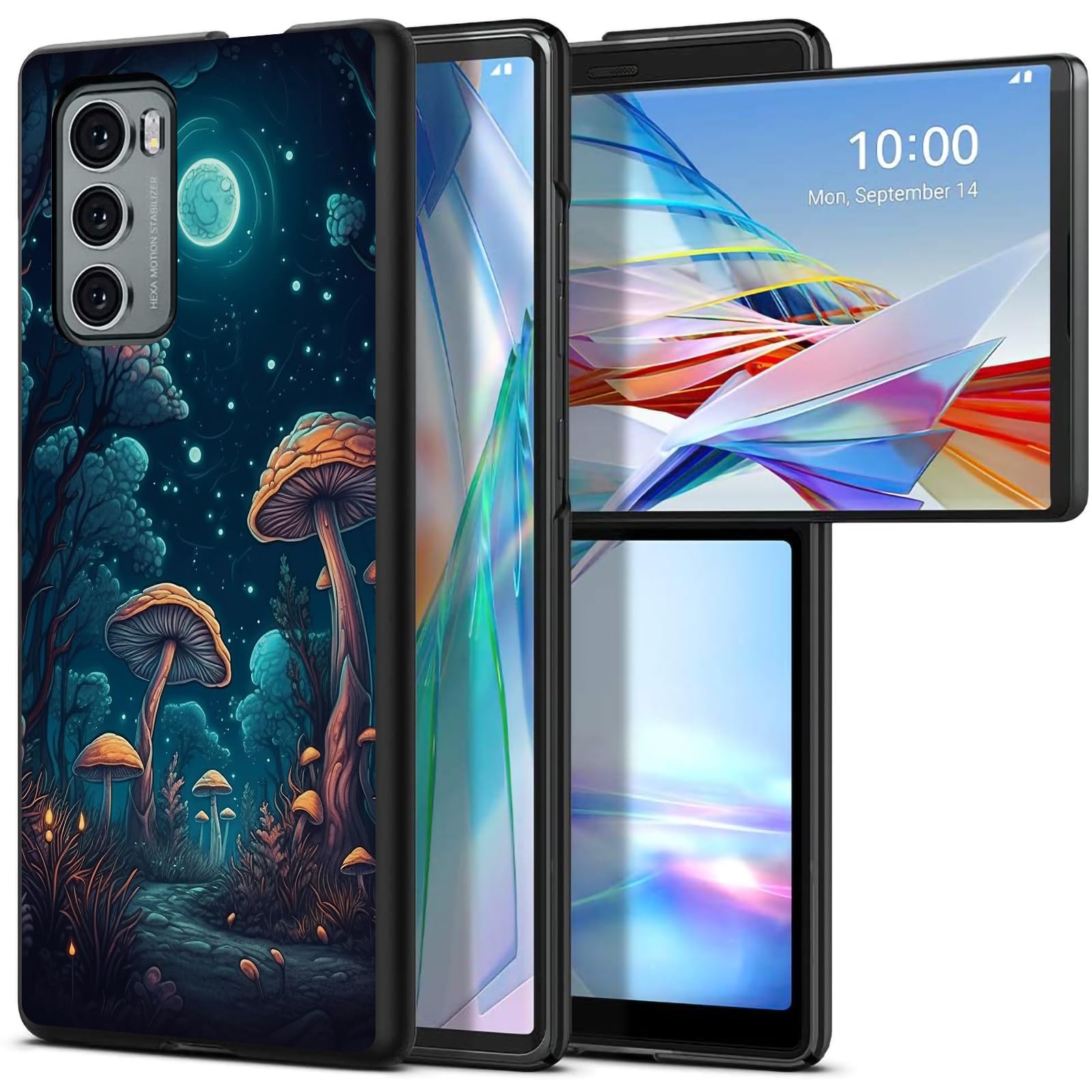 Mushroom Moon Night for LG Wing 5G 6.8" Phone Case, Slim Phone Case for LG Wing (2020), Hard PC Shookproof Wireless Charging Men/Women Cover for LG Wing 5G