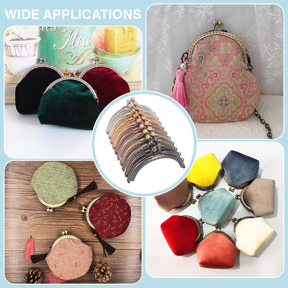 PH PandaHall 11.2cm Borsa Telaio Borsa Bacio Chiusura Serratura 8 Colori Metallo Arco Portamonete Tow Ball Bacio Chiusura Retro Cornici Frizione Borsa per Borsa Fare Borsa Manico Fai da Te