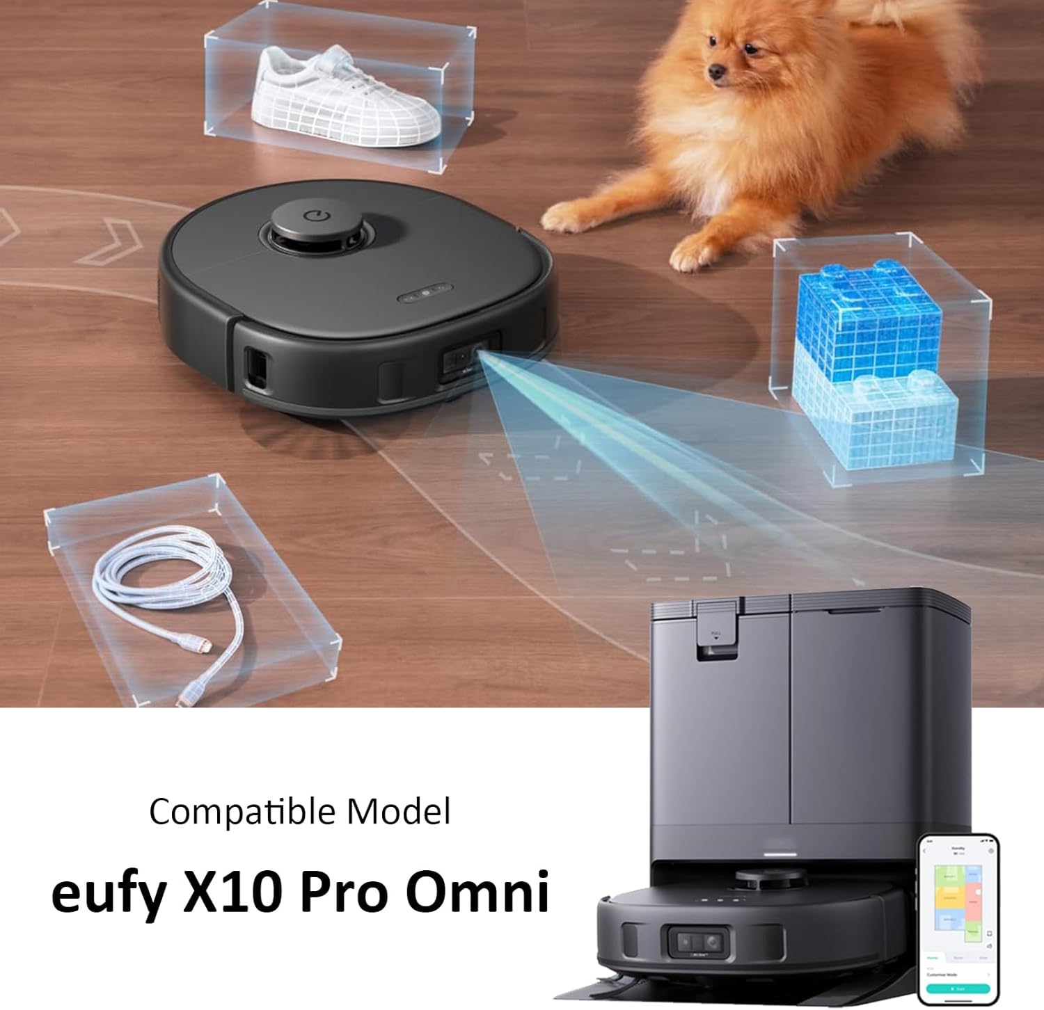 Replacement Parts Kit compatible with eufy X10 Pro Omni Robot Vacuum Accessories, 2 Roller Brushes, 4 Filters, 6 Side Brushes, 4 Mop Pads, 6 Dust Bags (22 Pack)