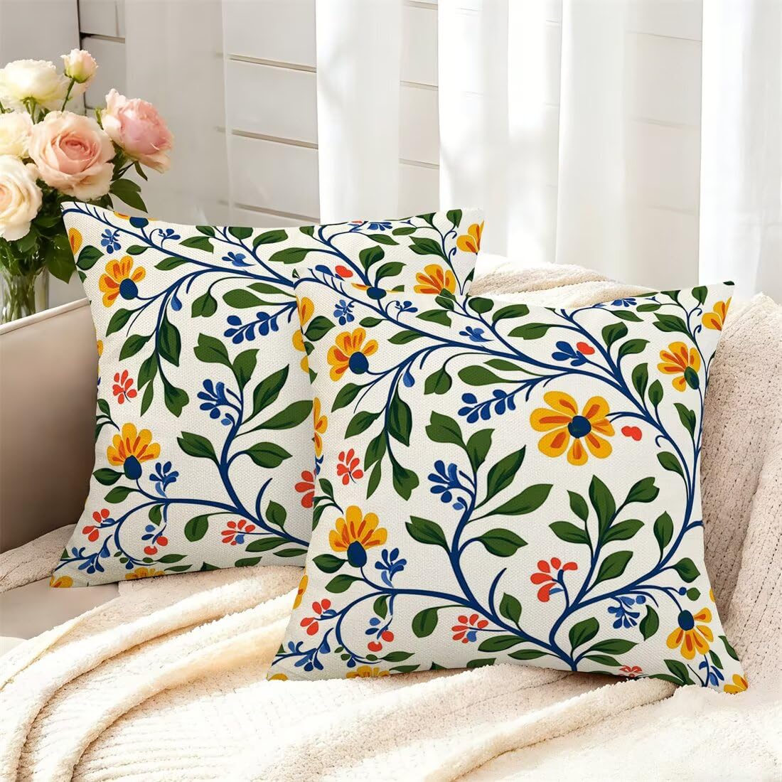 Housse de coussin 65x65 cm lavable avec fermeture éclair invisible lot de 2