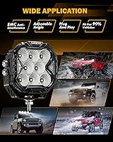 Vista 8 de Auxbeam Luces LED de la serie Cube-Z, 4 pulgadas, 112 W, luz de conducción de inundación con luz DRL blanca y señal de giro ámbar, 12800LM Hyper