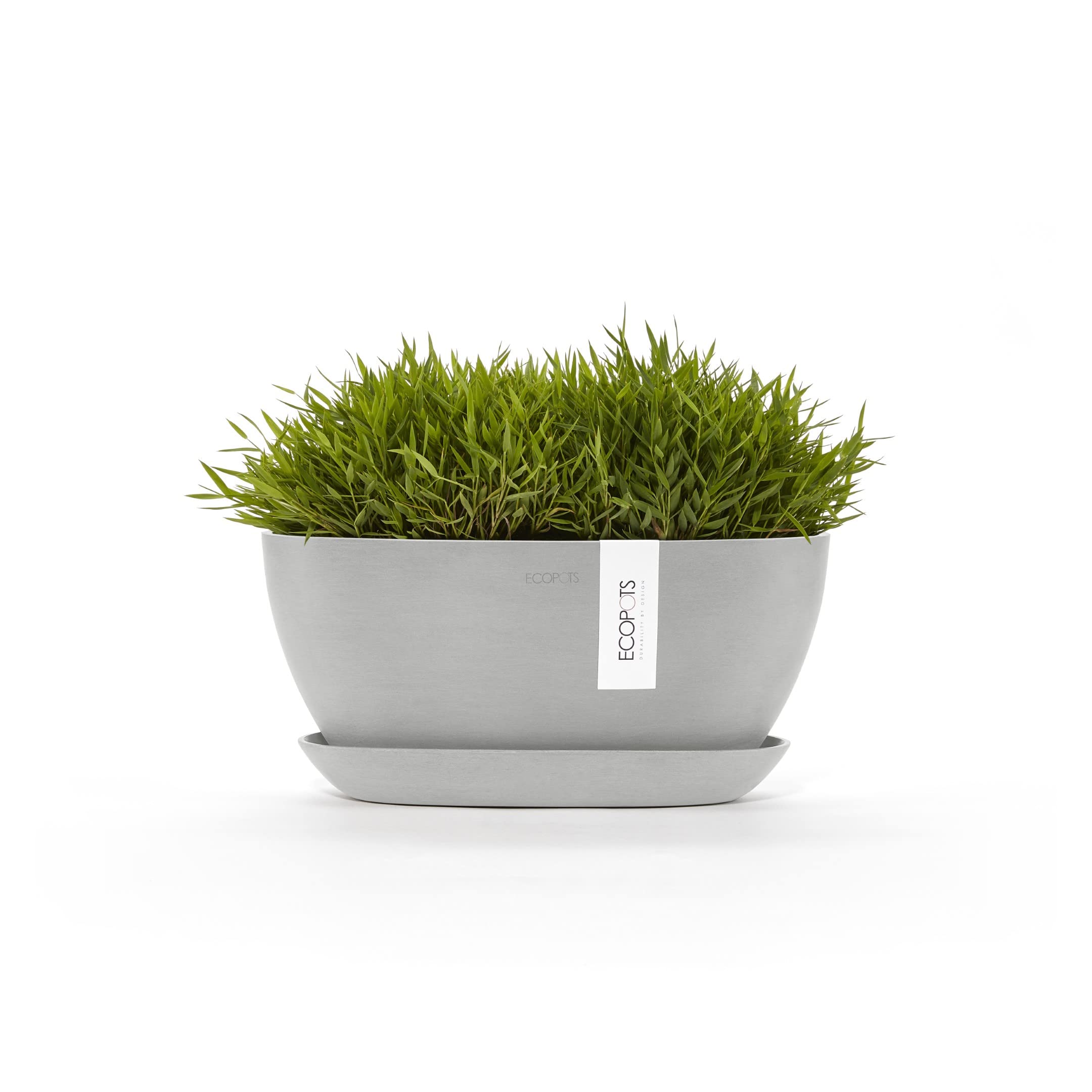 Vaso Sofia In Plastica Riciclata Colore Grigio Chiaro 30 Cm Per Piante Da Interno Ed Esterno ECOPOTS