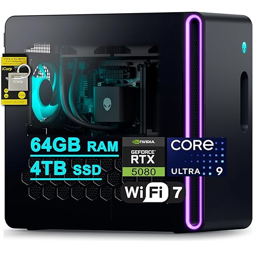 Dell Alienware Aurora ACT1250 Gaming Desktop Intel 24-core Ultra 9 Series 2 285 (Up to 13 Tops) 64GB RAM 4TB SSD GeForce RTX 5080 16GB GDDR7 DLSS4 Wi-Fi7 1000W PSU for Gaming AI Win11 ICP Hub/AI PC