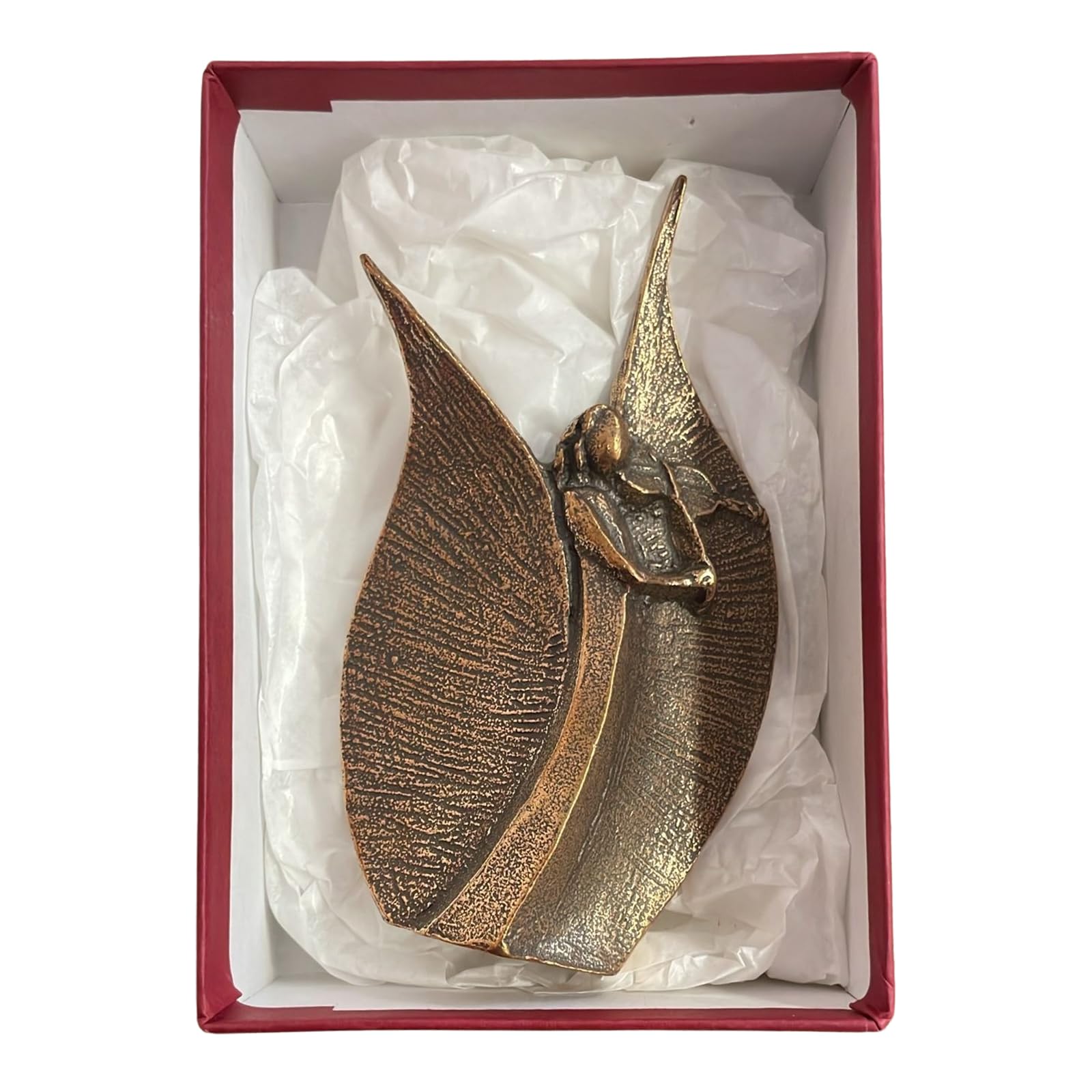 Herzmensch Bronze Engel Figur mit Geige musizierend aus massiver Bronze 6,8 x 11,8 cm als Geschenk zu Hochzeit, Weihnachten und Geburtstag, besondere Anlässe