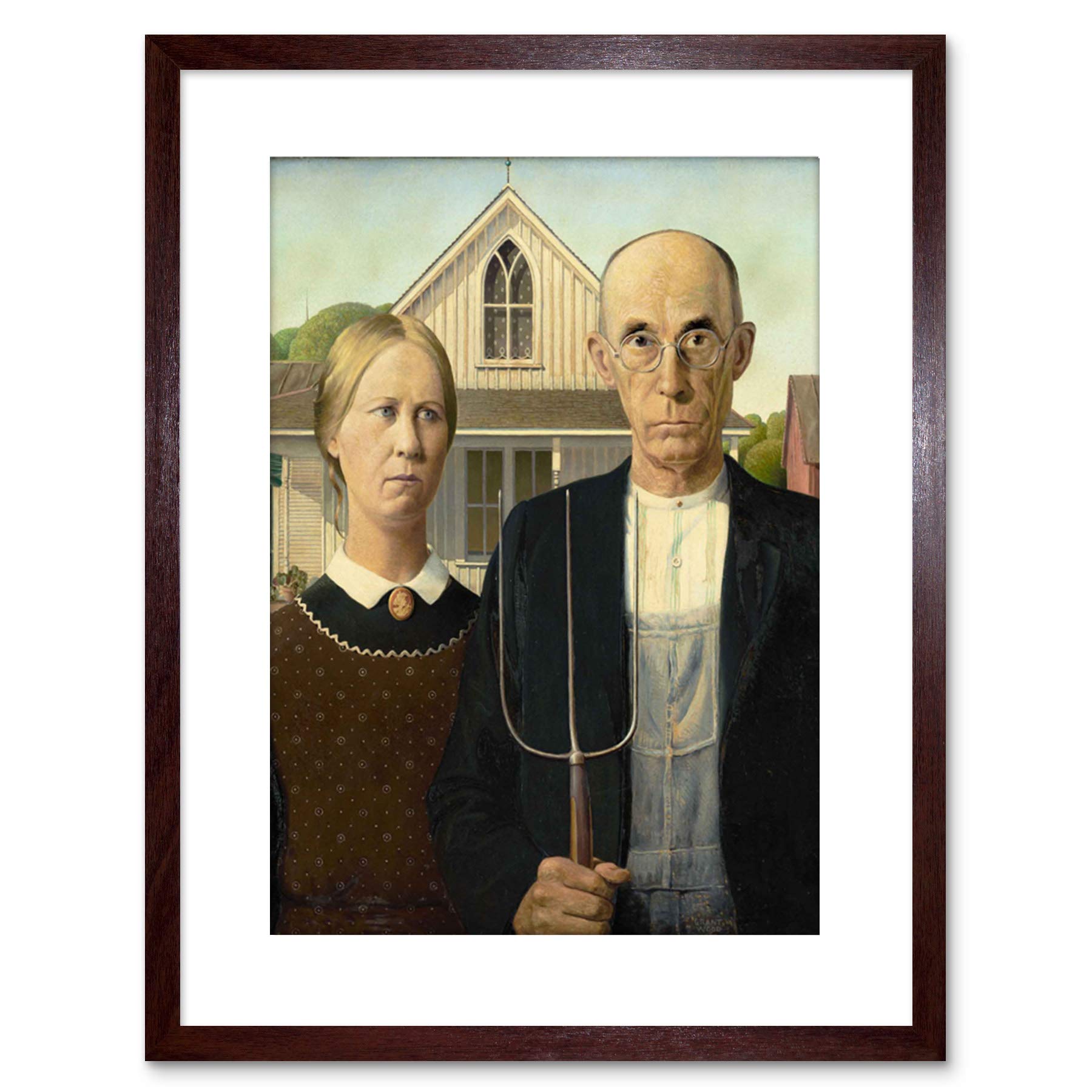Wee Blue Coo Grant Wood American Gothic Framed Wall Art Print