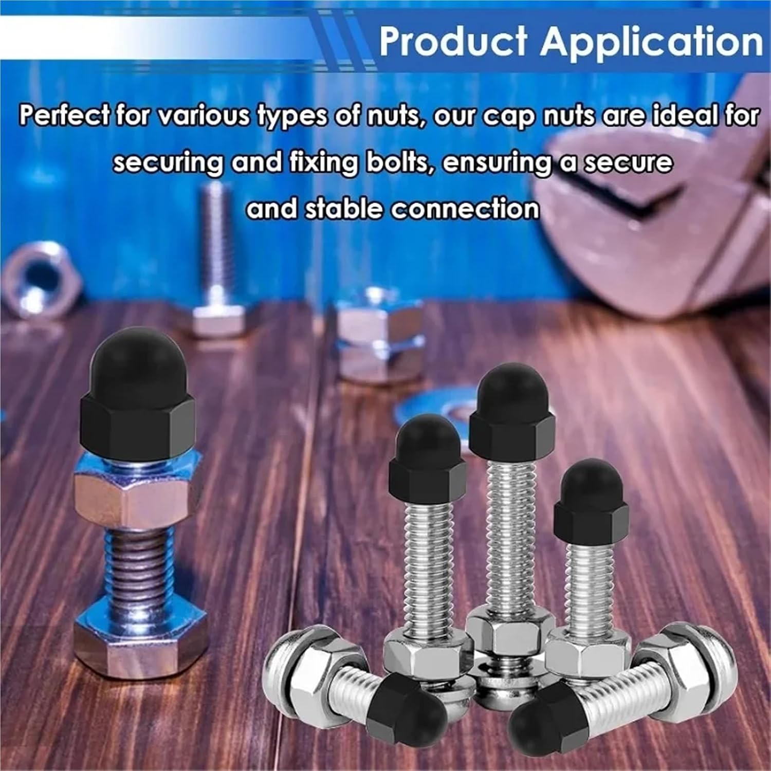 Acorn Nuts 220Pcs Nylon Hex Acorn Nuts Assortment Kit M3/ M4/ M5/M6/M8/M10 Bolt Cover Caps for Protection Indoor Outdoor for Industry/Machinery/Furniture and Other Places
