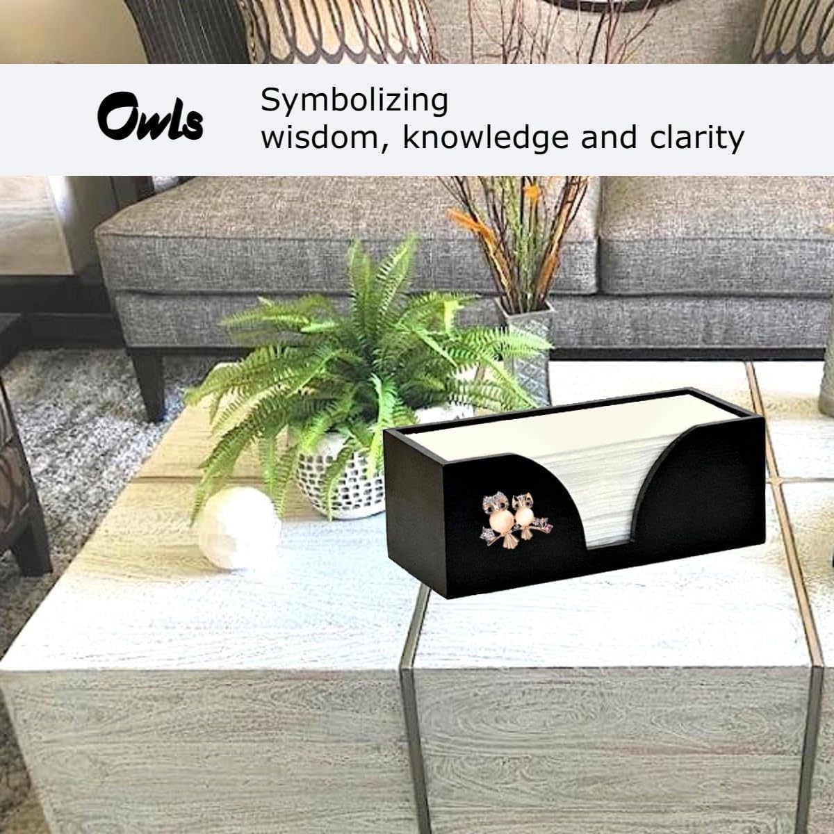 Countertop Multifold Paper Towel Dispenser with Rose Gold Owls in Black Bamboo - for Multifold, Trifold & Z Fold Hand Napkins Folded Size 9.7" x 3.7" Or Smaller