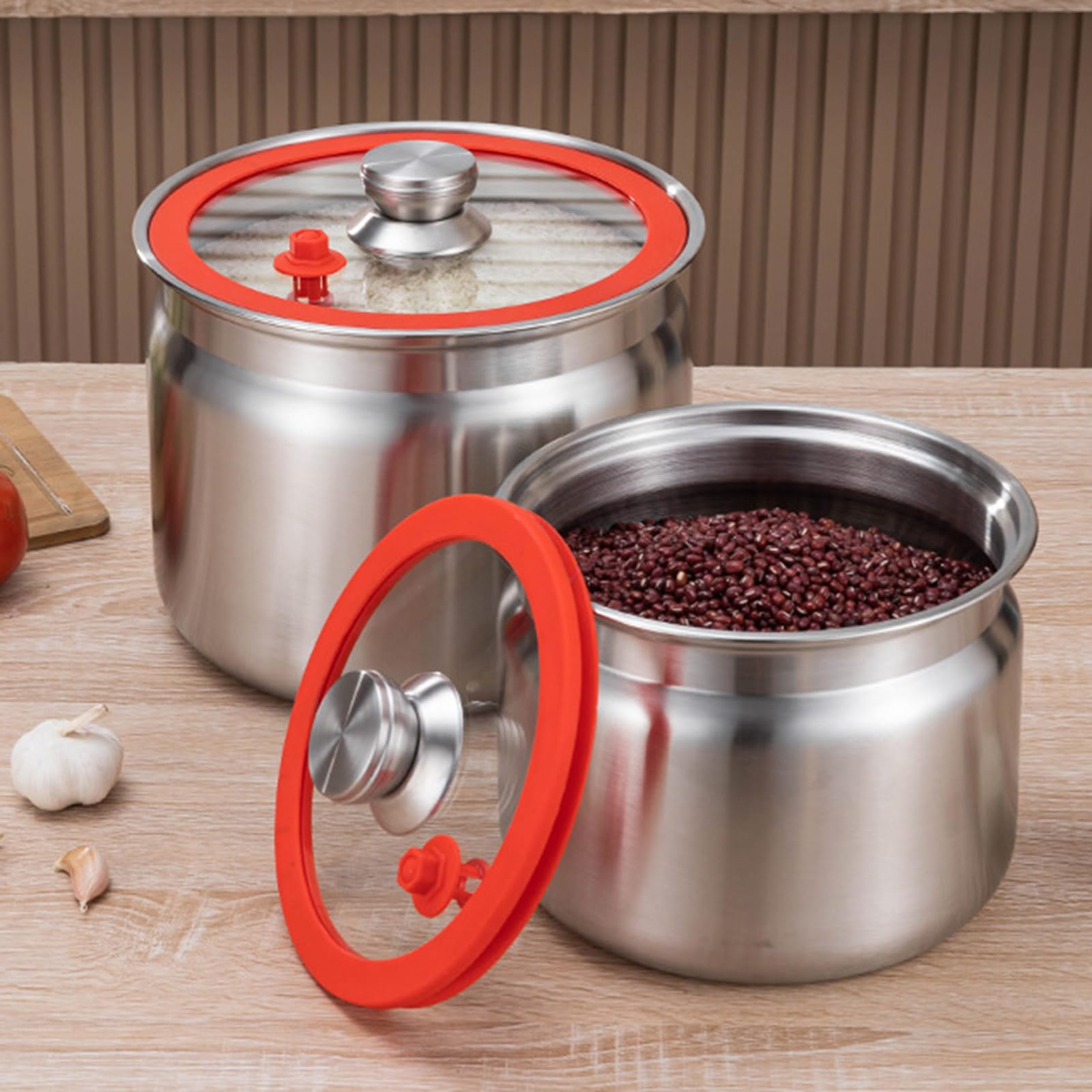 Robuster Edelstahl Lebensmittel Lagerbehälter Mit Tragbaren Designs Für Reismehl Zucker Kaffee Küche Organisation Edelstahl Lebensmittellagerbehälter