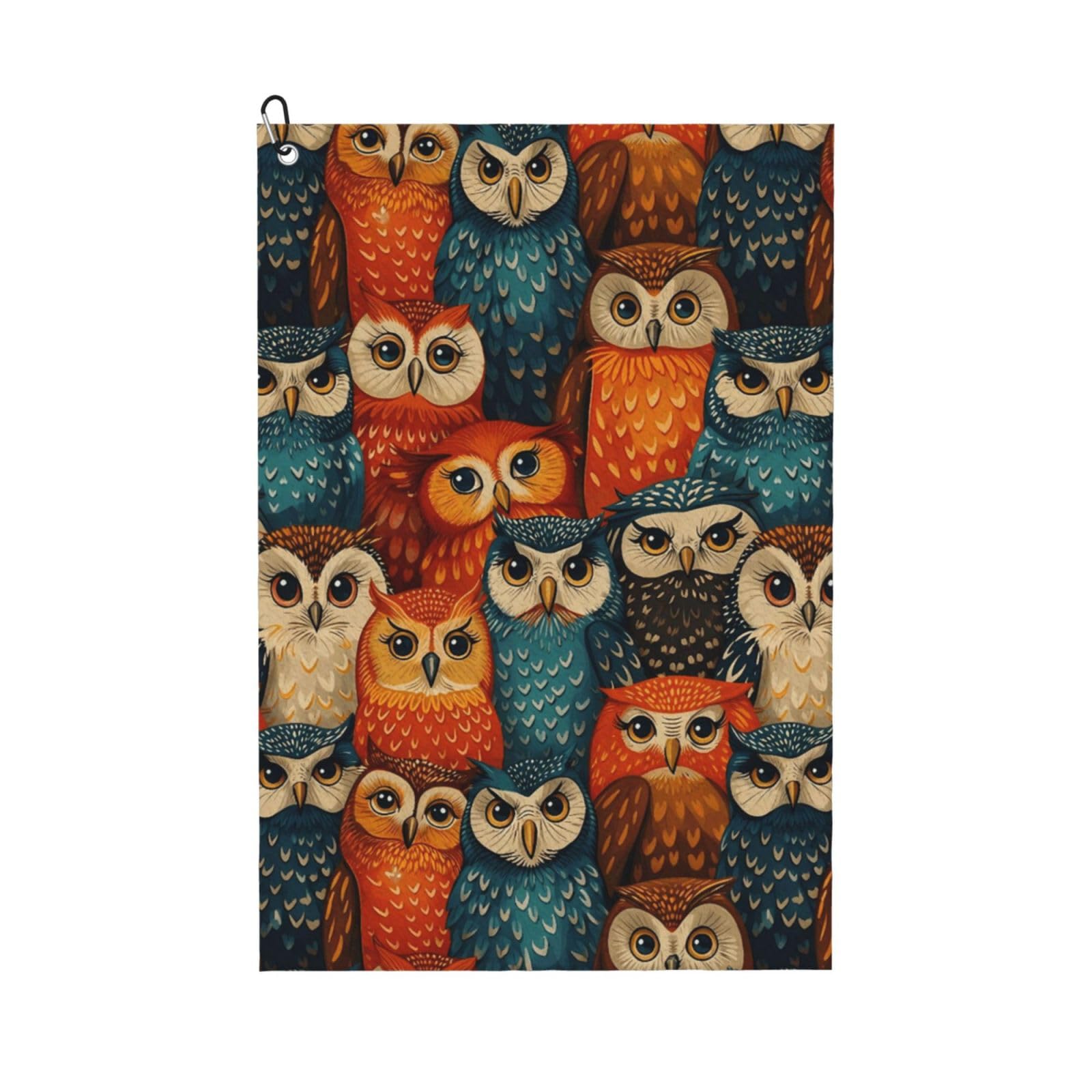 Oudrspo Vibrant Cartoon Colorful Owl Multi-Functional Golf Towel | Absorbent Quick Drying 16x24in