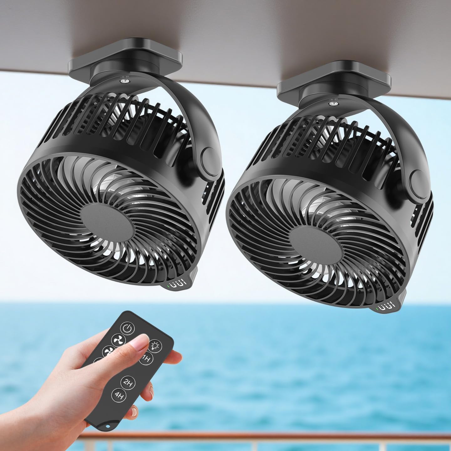 [Upgraded 2X Magnet] 2-Pack Magnetic Cruise Approved Fan with LED Display, 12000mAH Battery Operated Fan, Timer & Light, Fits for Cruise Ship Cabin, Sleeping, Camping, Travel & Cruise Essentials 2026