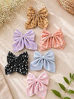PrettyPins Elegant Fabric Bow Hair Clip for Women & Girls | Bow Hair Clips Pack of 6 Hair Clip | Printed Bow Clips Price In India