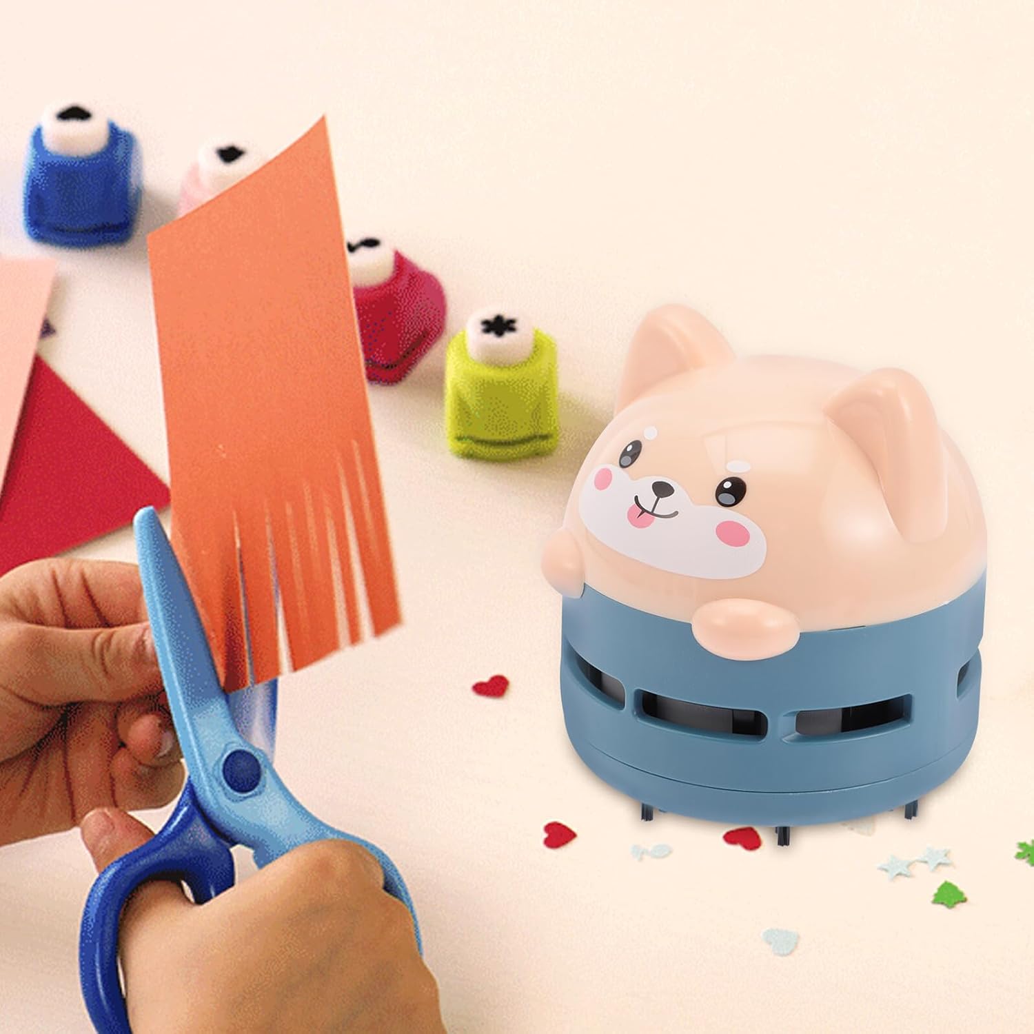 Mini Portable Desktop Vacuum Cleaner USB Rechargeable Cute Cat Design Dust Cleaner for Office and Home in Dark Green