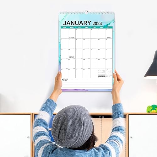 Miniatura 6 de Calendario de pared 2024 de un vistazo, calendario colgante de pared enero 2024 a diciembre de 2024, calendario mensual de pared con encuadernación