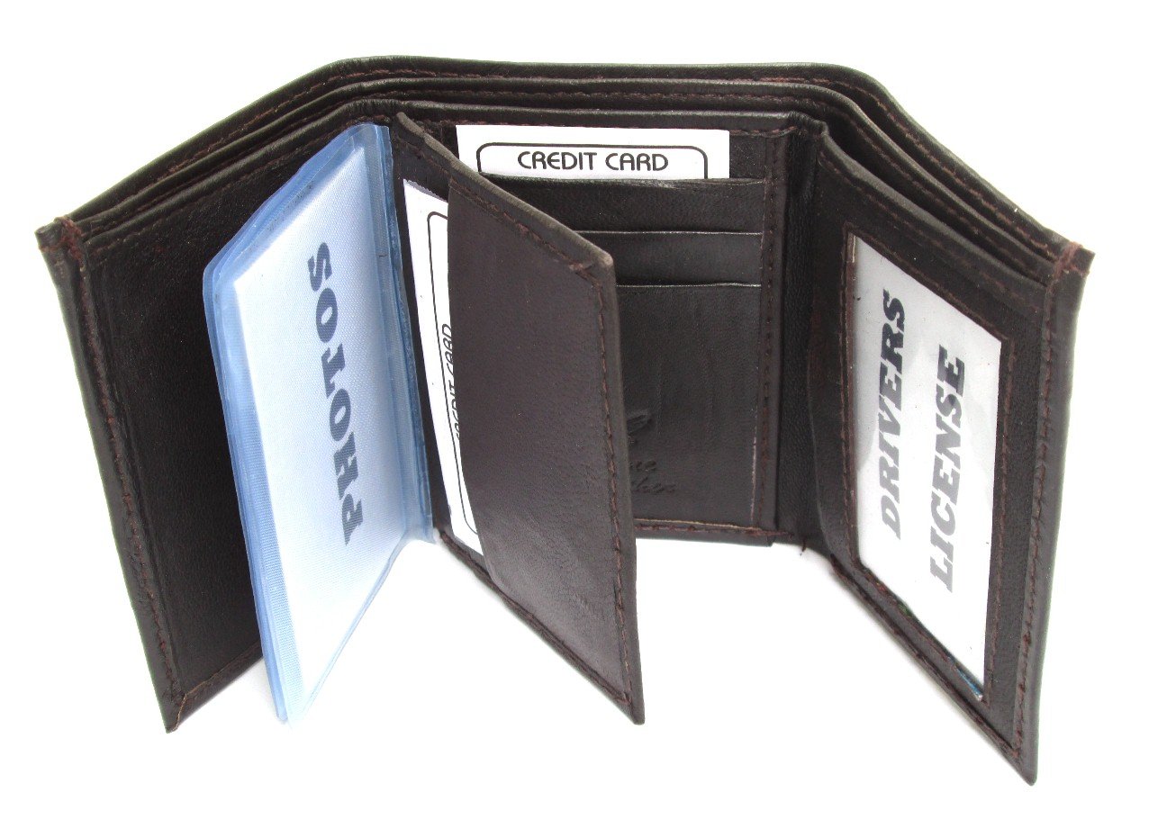 Dangerous Threads Mens Chocolate Brown Leather Wallet Lamb Trifold 731B