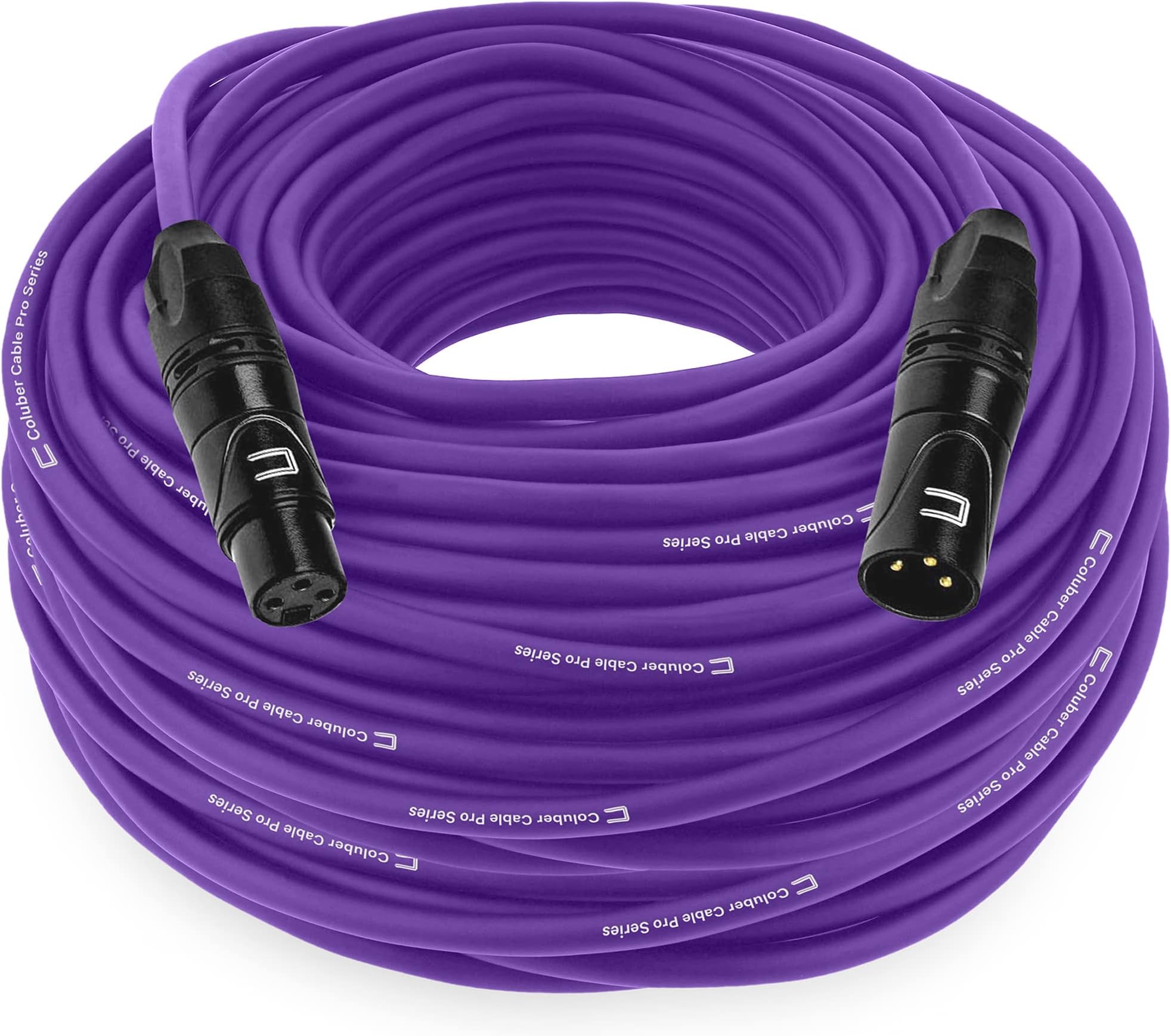 Balanced XLR Cable Male to Female - 100 Feet Purple - Pro 3-Pin Microphone Connector for Powered Speakers, Audio Interface or Mixer for Live Performance & Recording