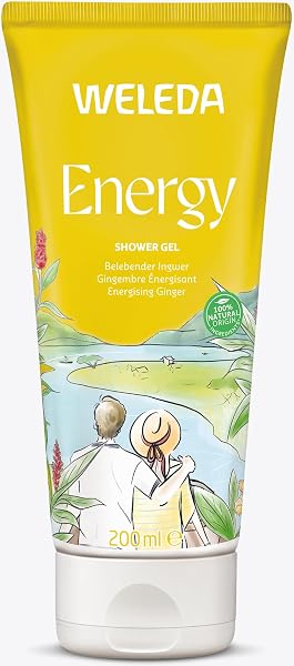 WELEDA Bio Energy Duschgel vegan - Naturkosmetik Aroma Shower Duschseife für Frauen & Männer mit Ingwer / Zedernholz Duft, Natürliche Hautpflege Dusche zur Reinigung von Gesicht & Körper (1x 200ml) - 1