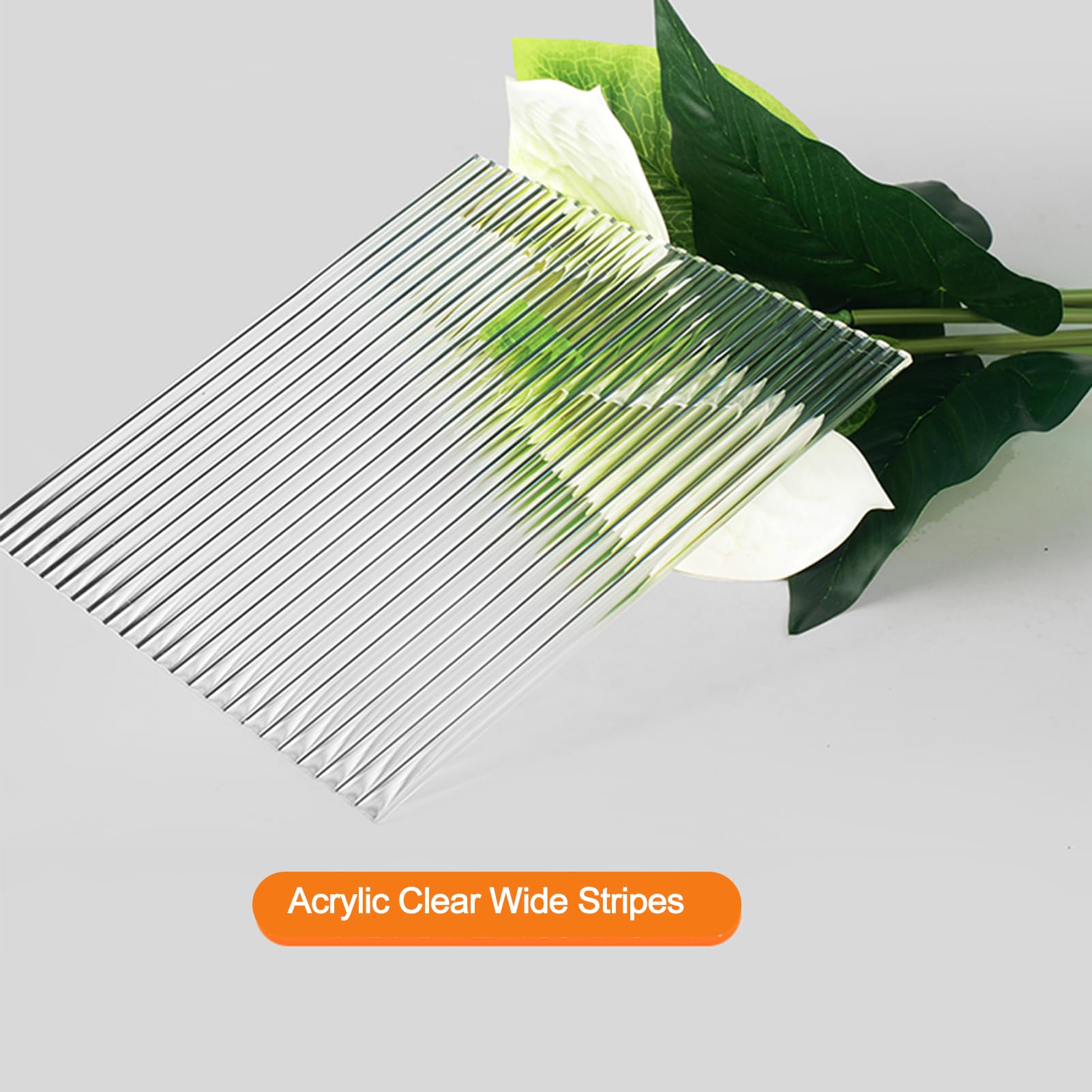 Przezroczysta płyta akrylowa, Kwadratowy, przezroczysty arkusz akrylowy, falowany pasek, teksturowany, wiele rozmiarów 5 mm(Wide Stripe,400x400mm)