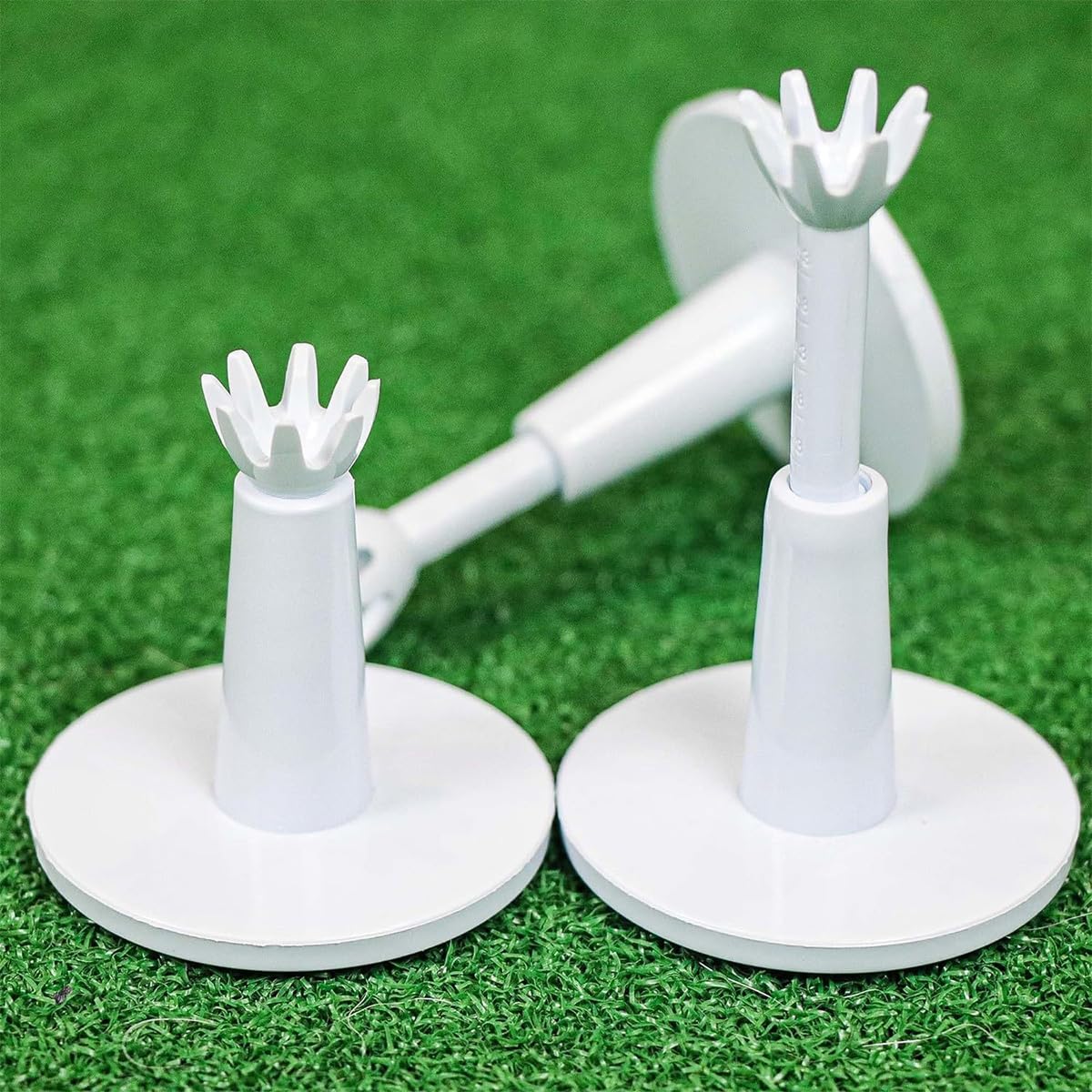 3 Piezas de Soporte de Bola de Golf Ajustable de Goma Suave y Altura Ajustable, Accesorios de Entrenamiento de Golf de plástico Blanco