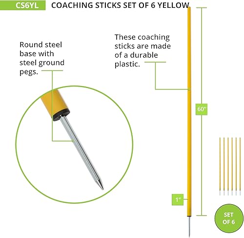 Miniatura 3 de Champion Sports Bastones de entrenamiento (5 pies) AMARILLO, 60' H x 1' (5 pies)